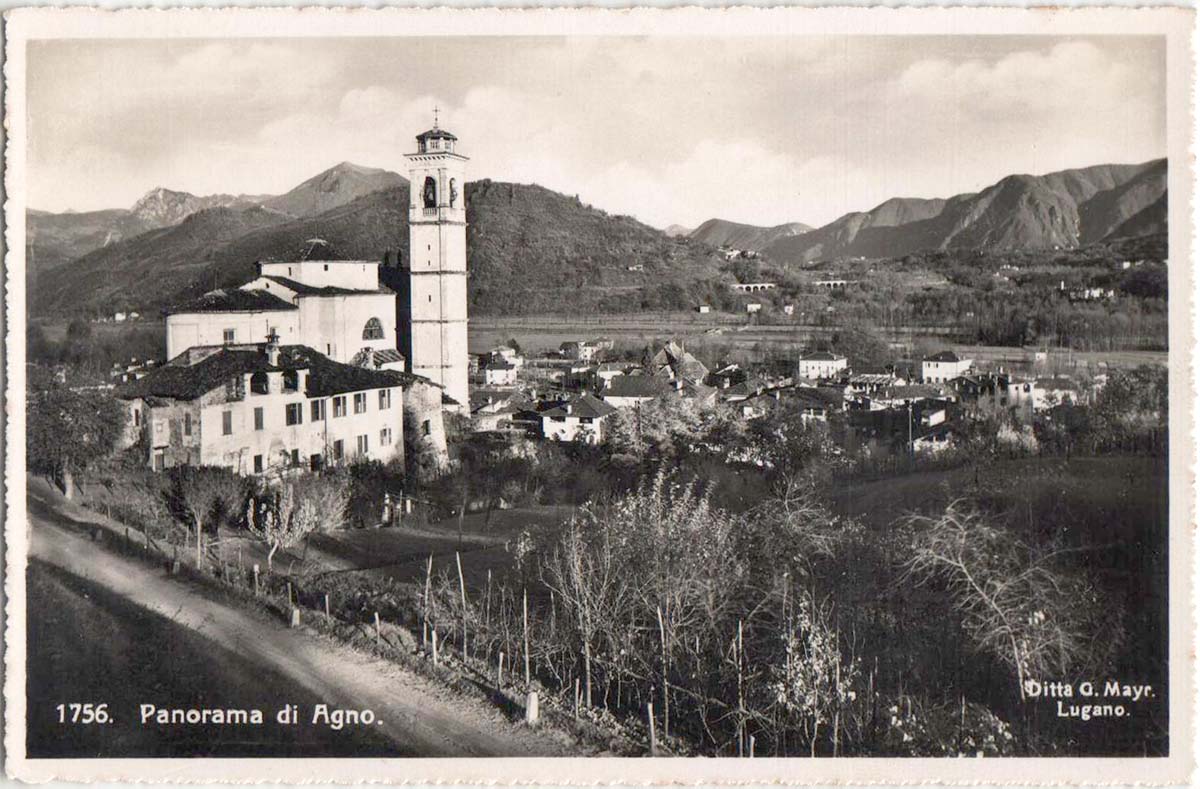 Panorama von Agno mit Kirche