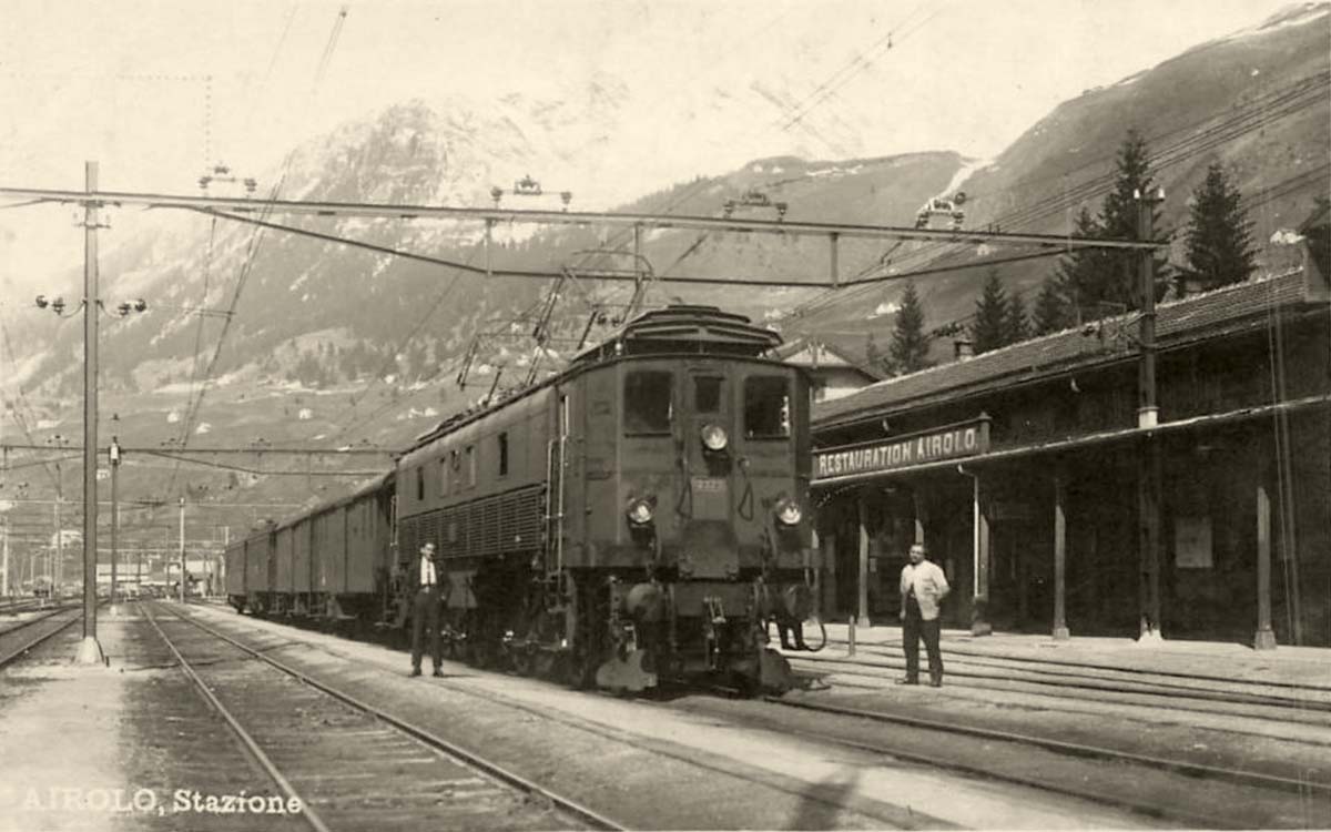Airolo. Eisenbahn, Bahnhof, Restaurant, 1930