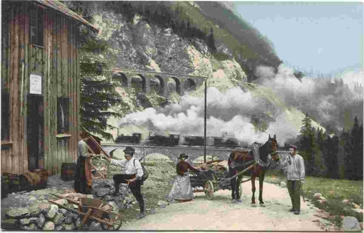Albula / Alvra. Dampflokomotiven und Fuhrwerk, 1910