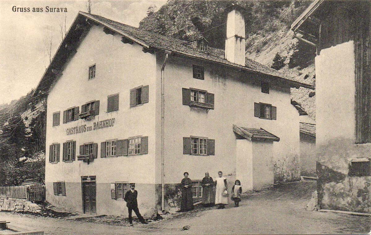 Albula / Alvra. Surava - Gasthaus zum Bahnhof, Albulabahn, 1910
