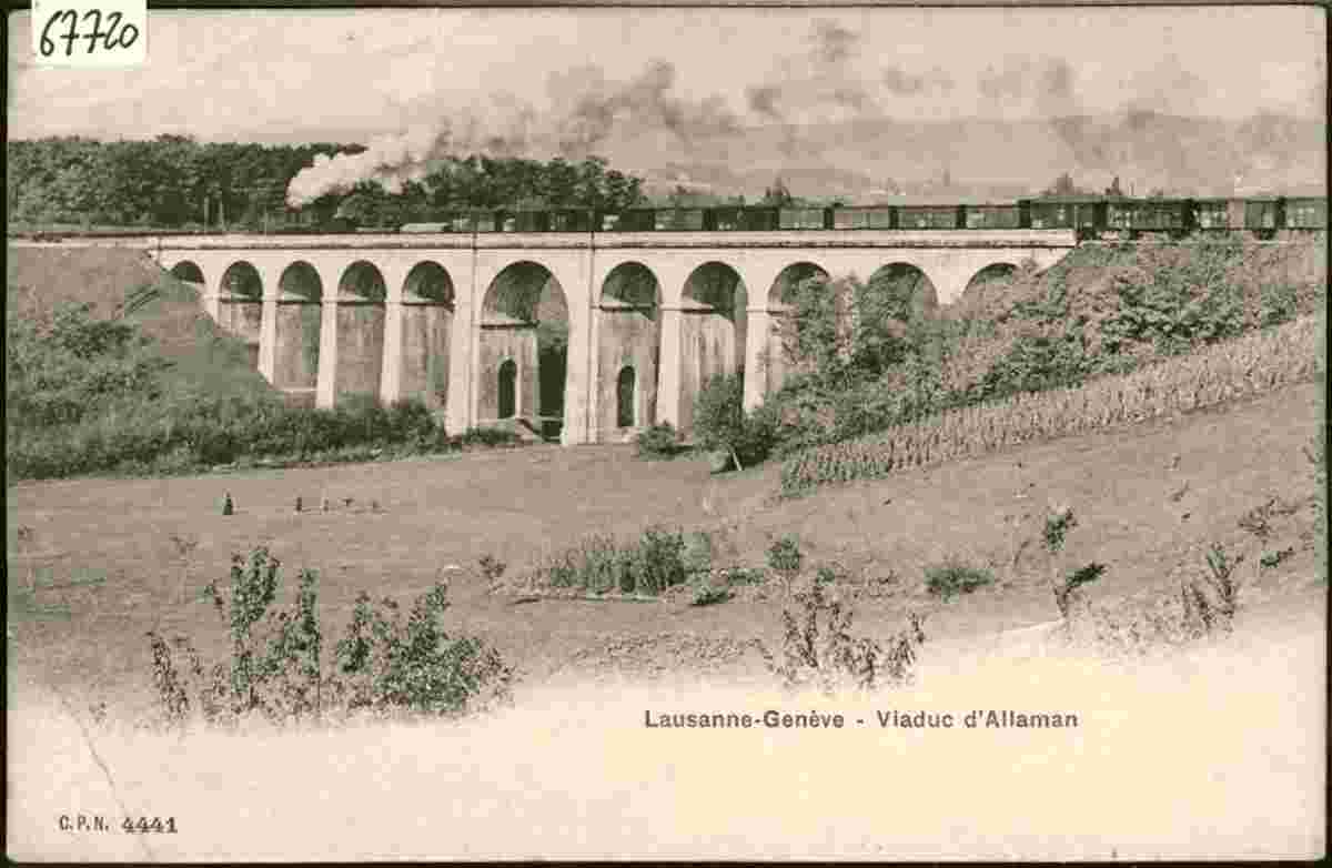 Allaman. Ligne Lausanne - Genève, Viaduc d'Allaman, 1913