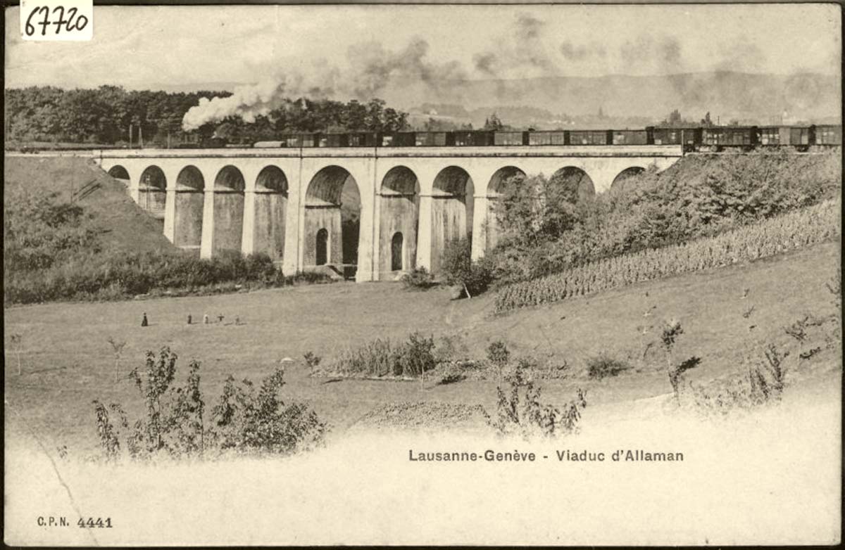 Ligne Lausanne - Genève, Viaduc d'Allaman, 1913