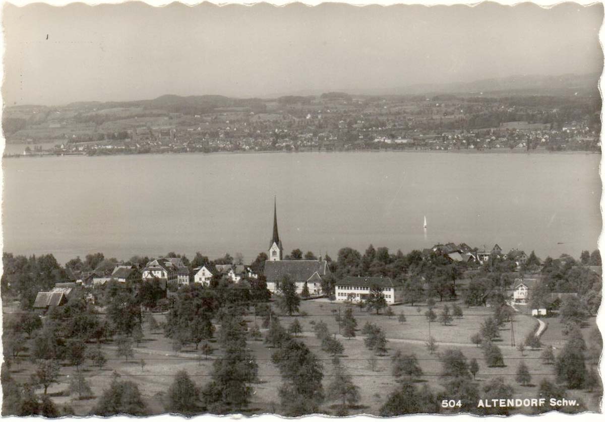 Blick am Altendorf, an der anderen Seite Zürichsee - Rapperswil, um 1940