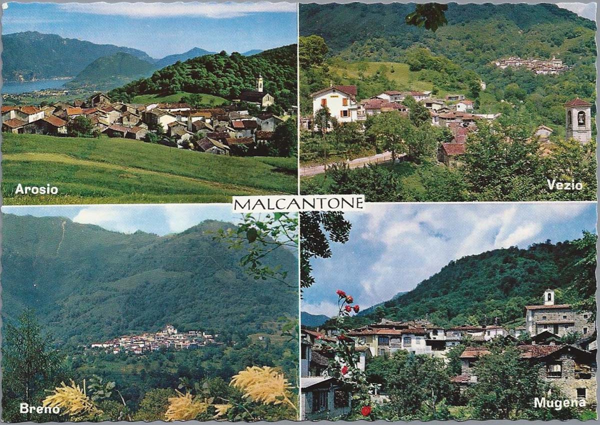 Alto Malcantone. Panorama von Arosio, Vezio, Breno, Mugena, um 1970