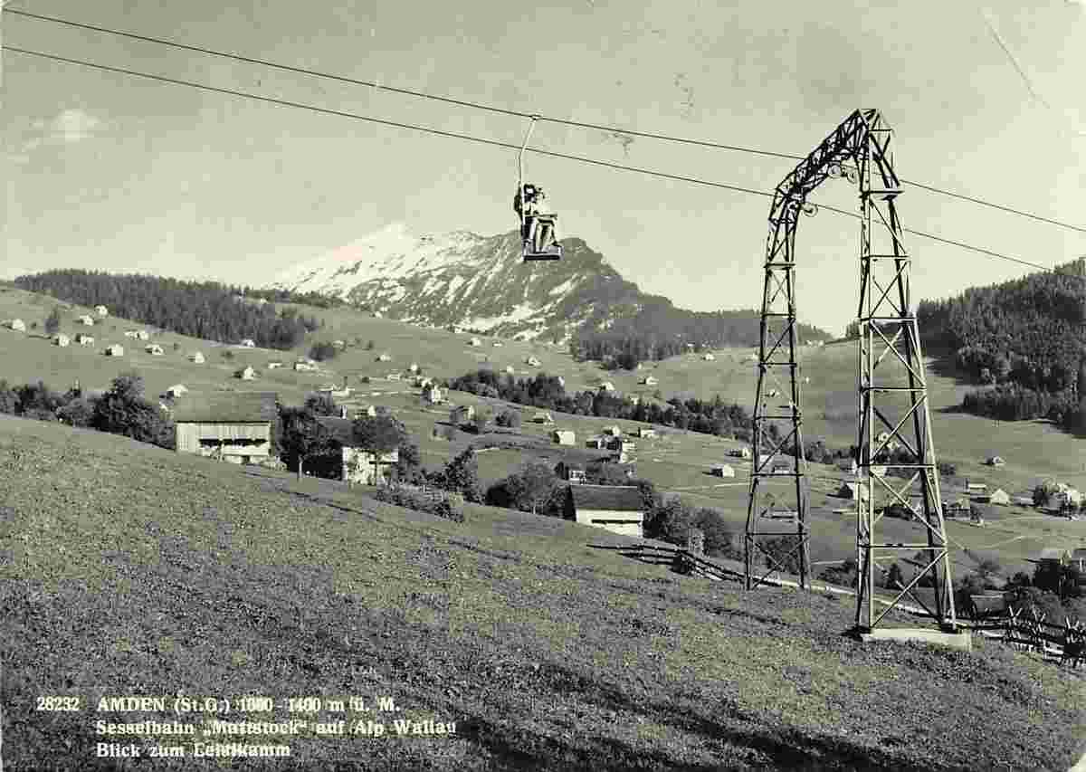 Amden. Sesselbahn 'Mattstock' auf Alp Wallau
