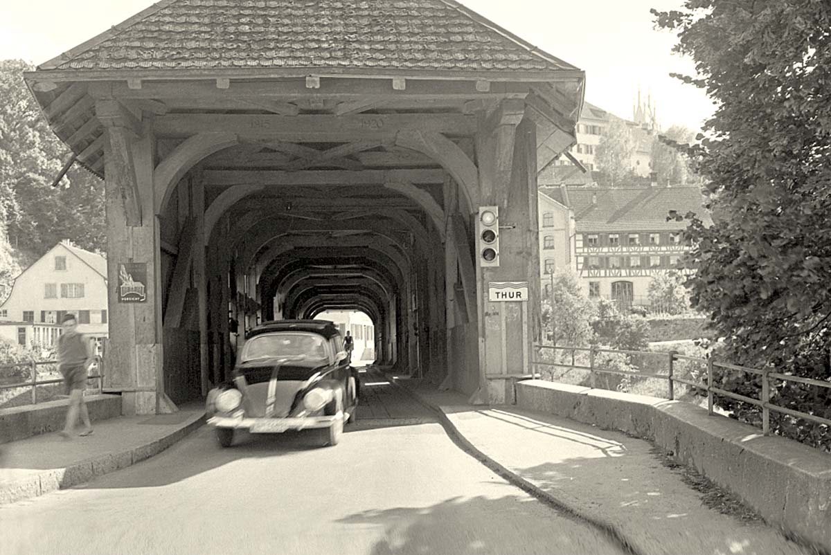 Andelfingen. Historischen Holzbrücke, 1954