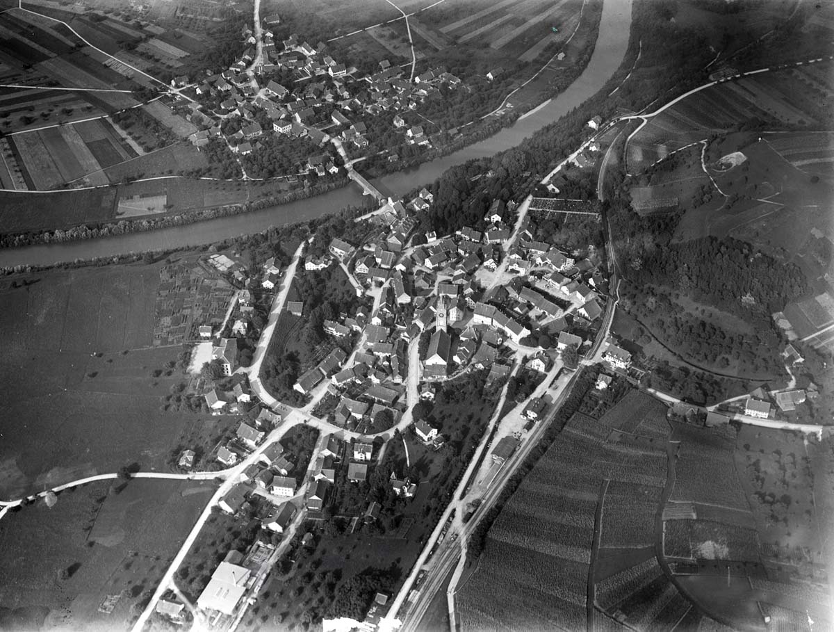 Andelfingen. Panorama von Grossandelfingen und Kleinandelfingen, 1919
