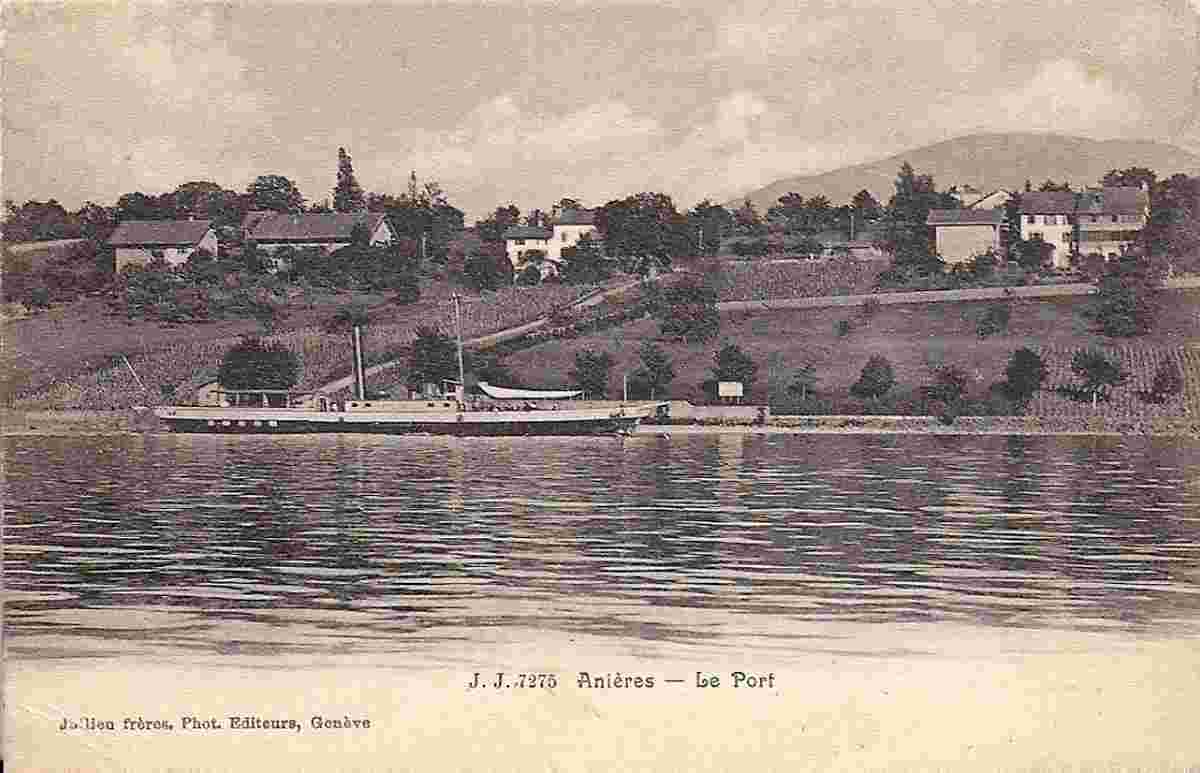 Anières. Le Bateau 'Helvétie' au port, 1914