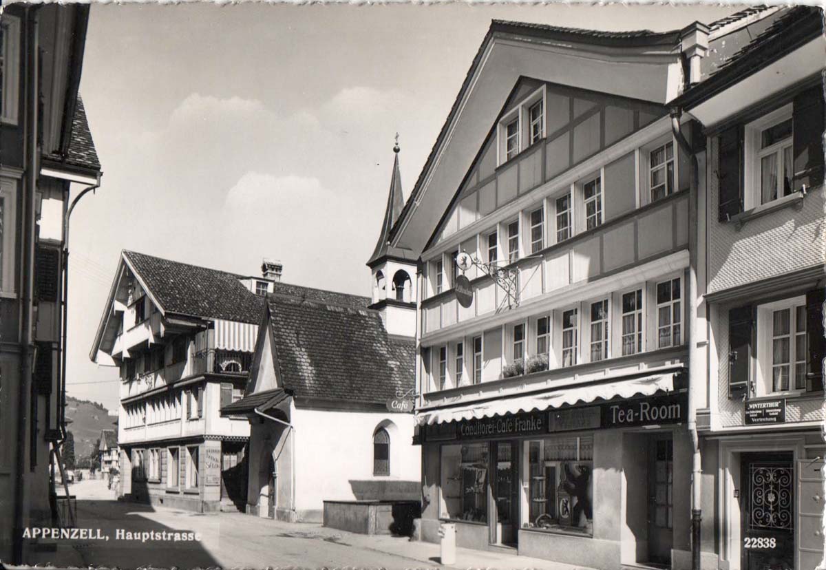 Appenzell. Hauptstraße, Tea Room, Conditorei und Cafe Franke