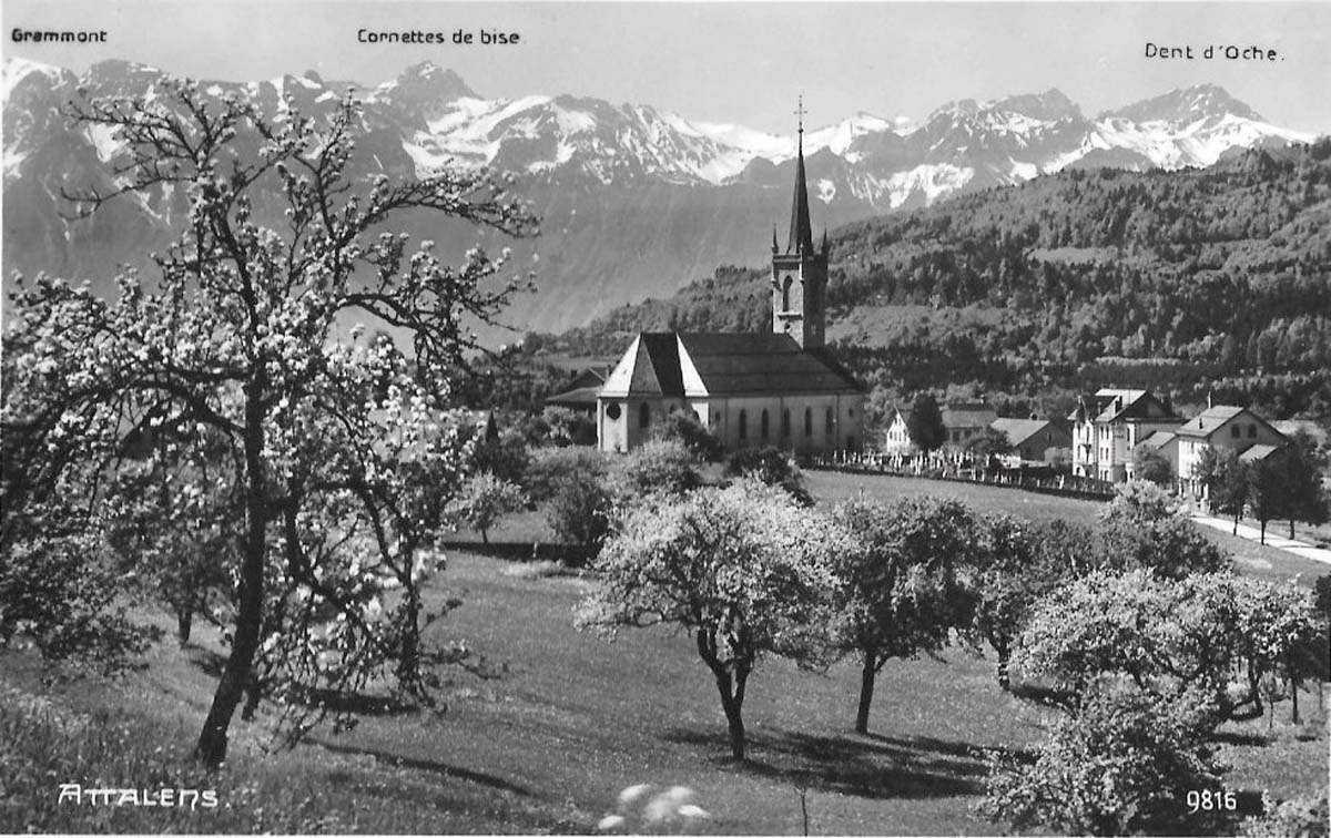 Attalens. L'Église - Kirche, 1950