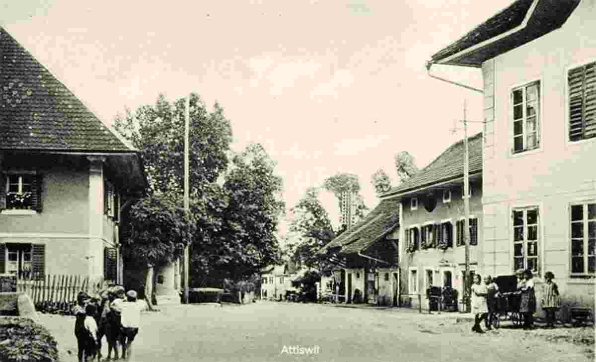 Attiswil. Panorama von Dorfstraße, 1917