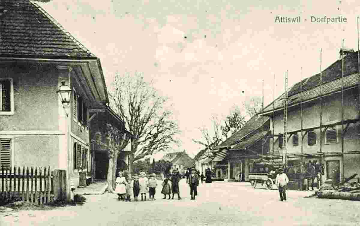 Attiswil. Panorama von Dorfstraße, 1919