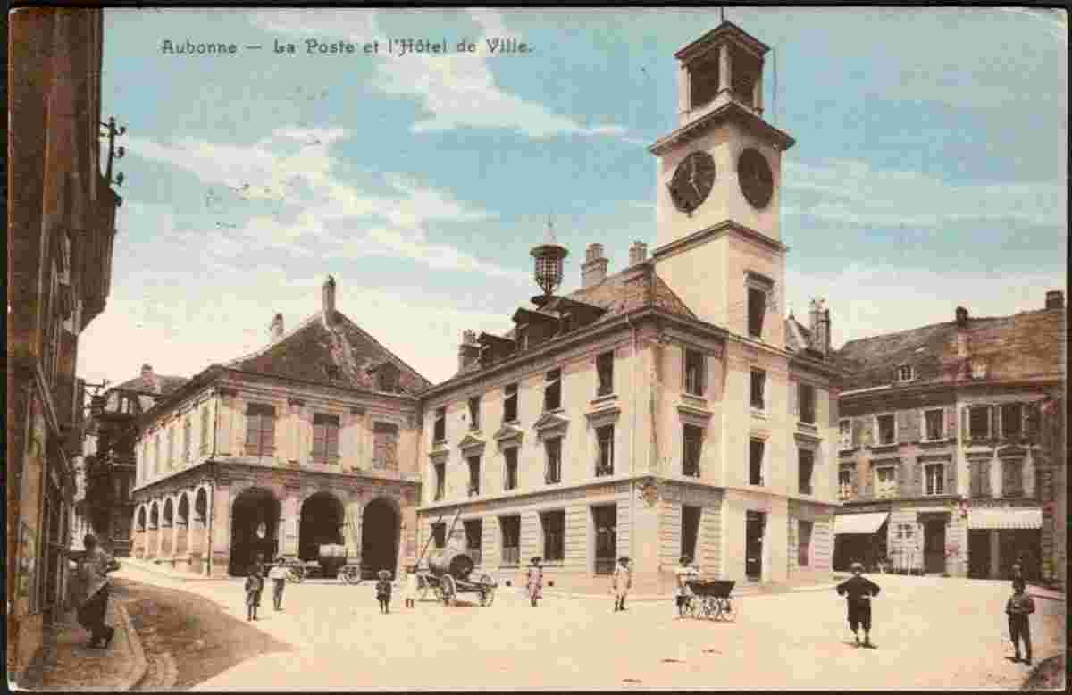 Aubonne. La Poste et l'Hôtel de Ville, 1921
