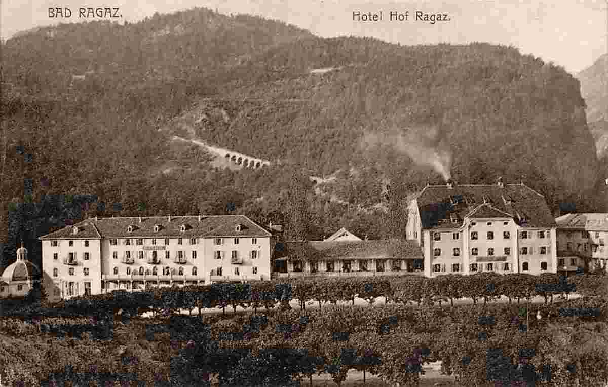 Bad Ragaz. Hotel Hof Ragaz, am berg - Funicolare Viadukt, 1912