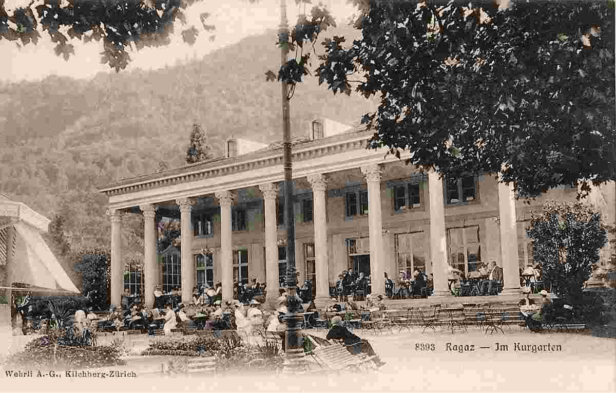 Bad Ragaz. Kursaal mit Casino, Kurgarten, um 1910