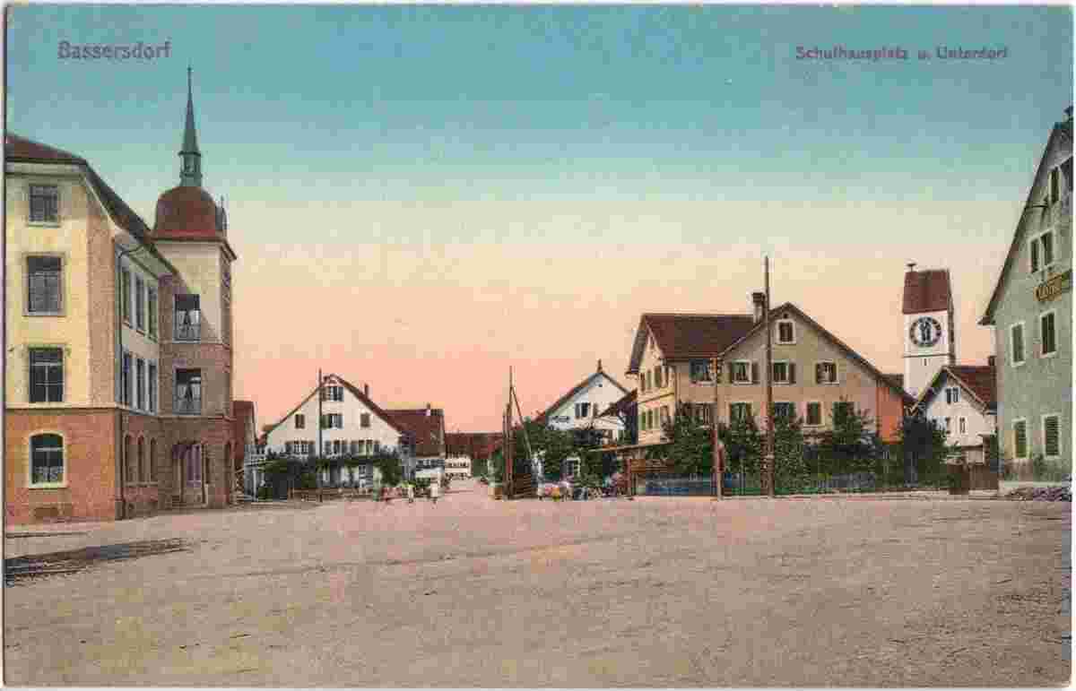 Bassersdorf. Schulhausplatz und Unterdorf