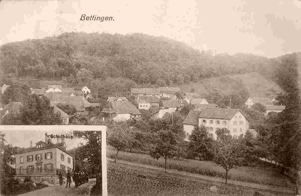 Blick von Bettingen, Schulhaus, 1924