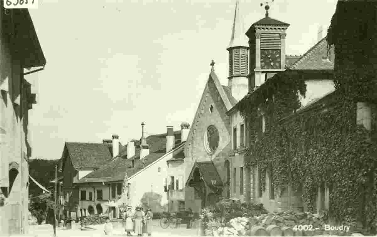 Boudry. Panorama du Rue et l'Église