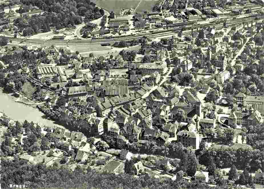 Brugg. Panorama der Stadt, 1955