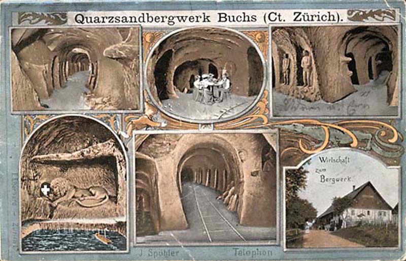 Buchs ZH. Geschichte zum Bergwerk, Quarzsandbergwerk