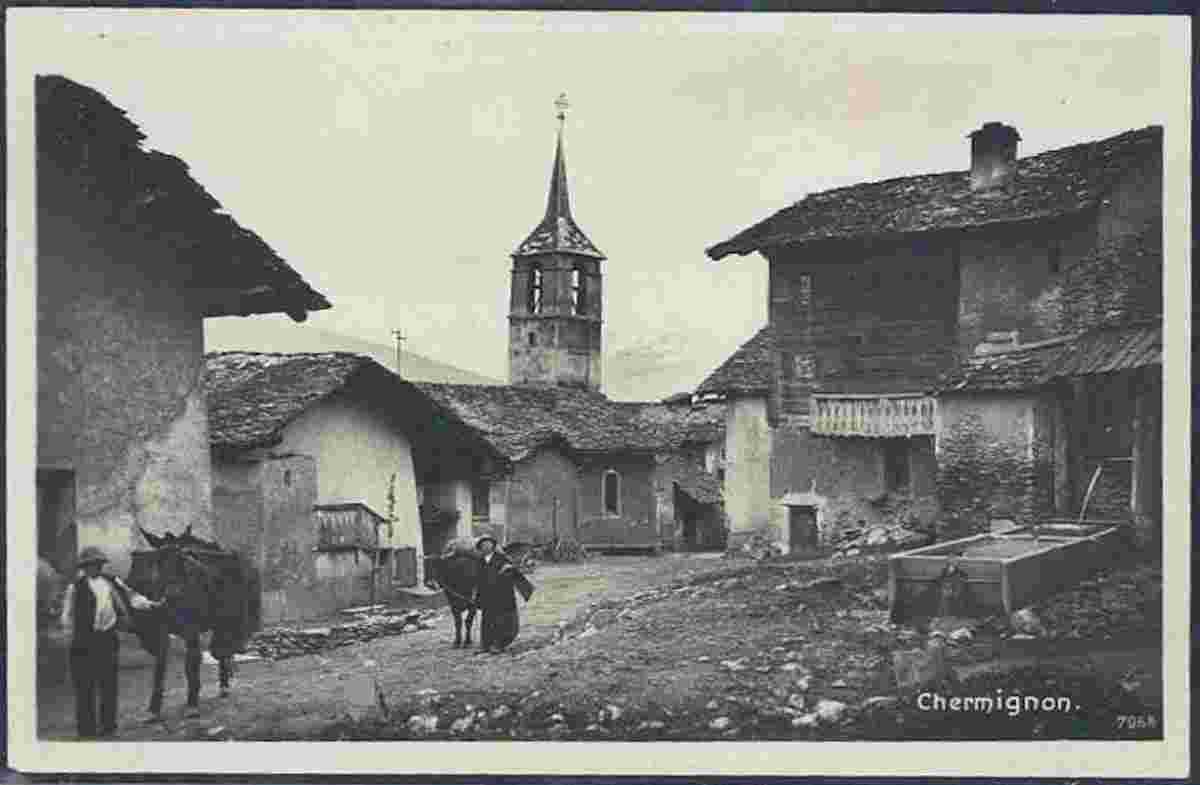 Chermignon. Dorfstrasse und Au bassin