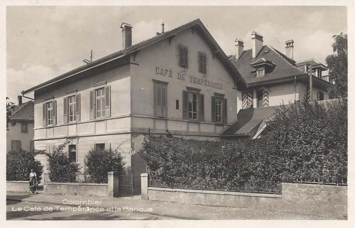 Colombier - Le Café de Tempérance et la Banque, 1928