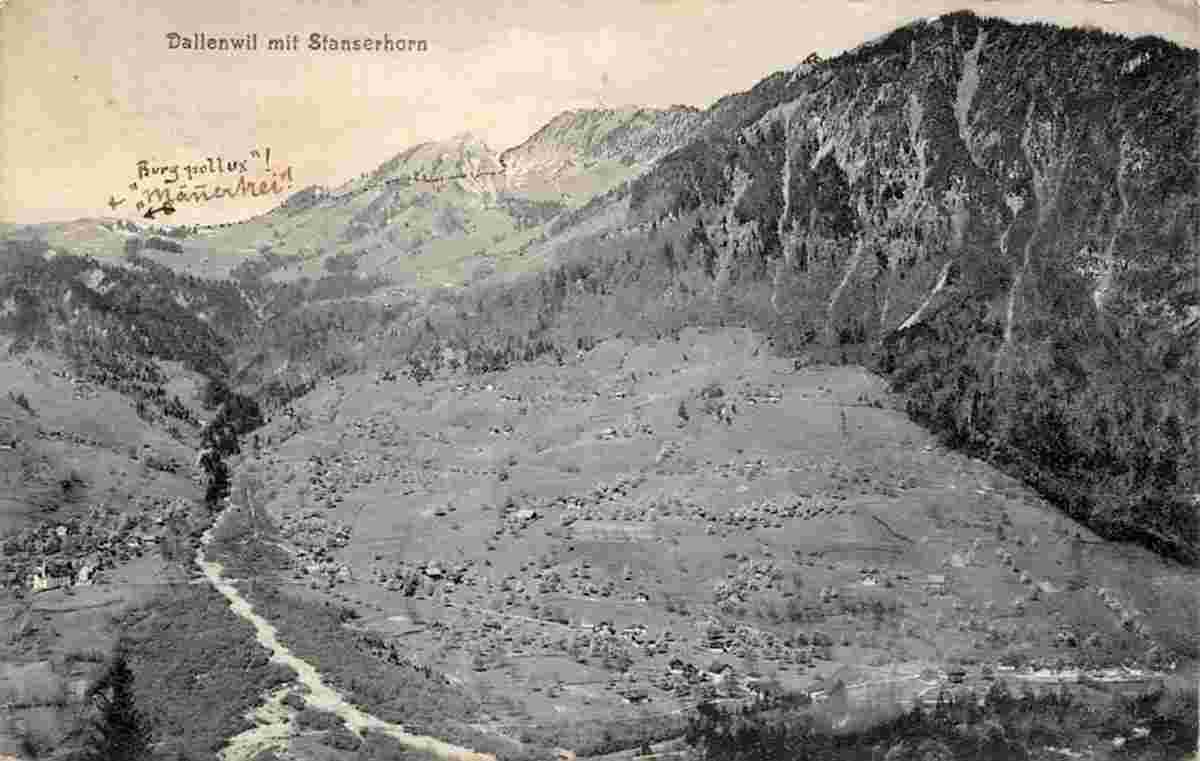 Dallenwil mit Stanserhorn, Fliegeraufnahme, 1913