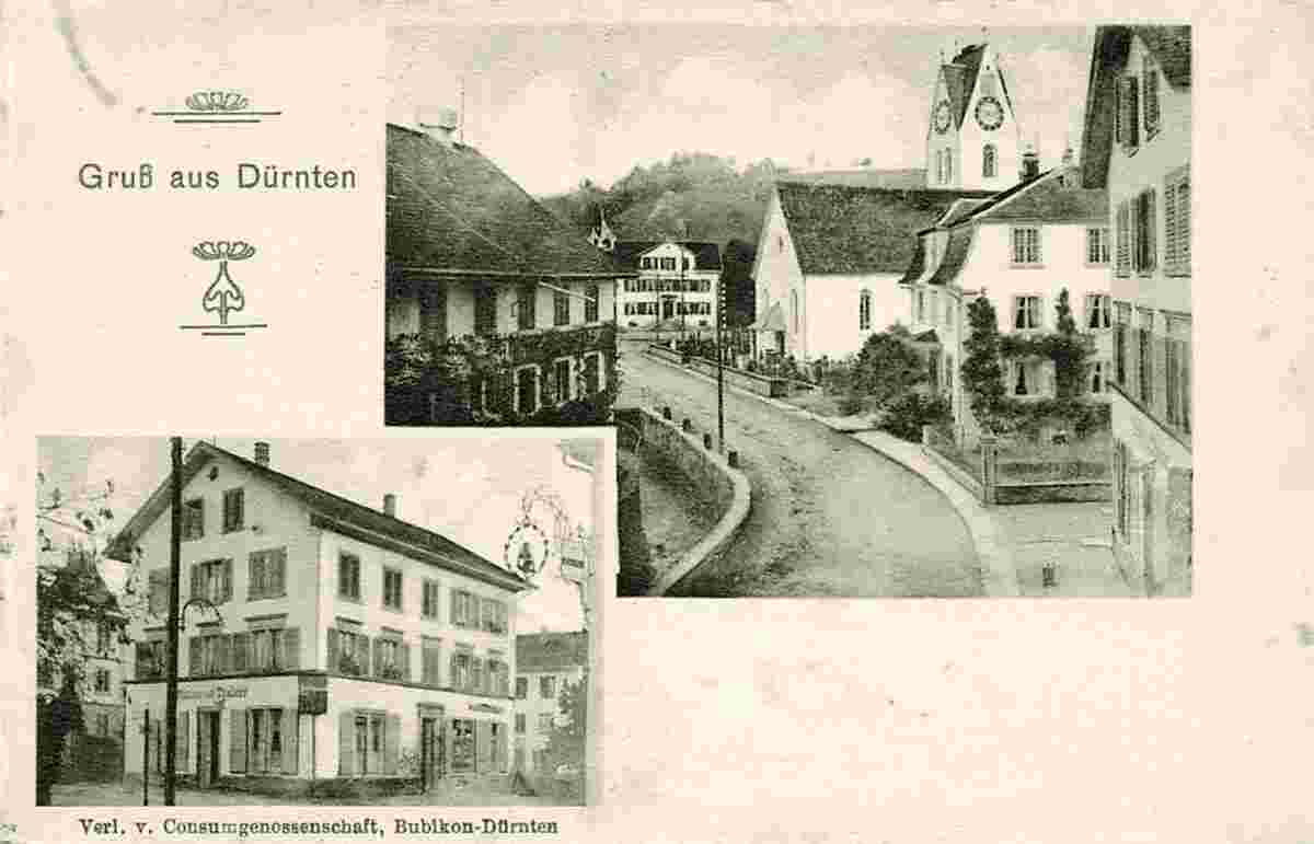 Dürnten. Dorfmitte, Konsumgenossenschaft, um 1920