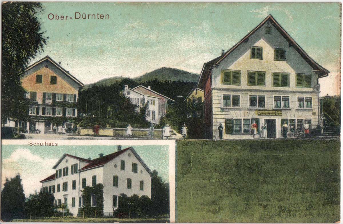 Ober Dürnten mit Schulhaus, 1918
