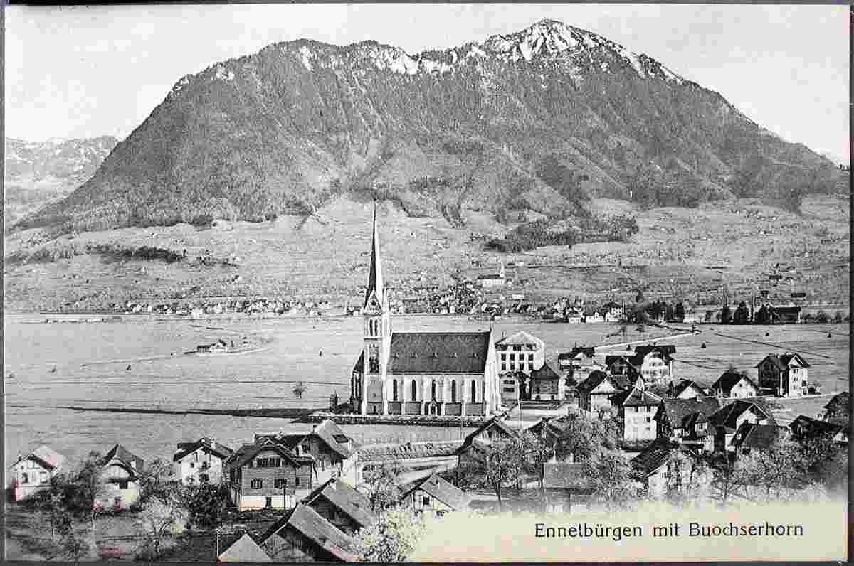 Blick auf Ennetbürgen mit Buochserhorn, 1919