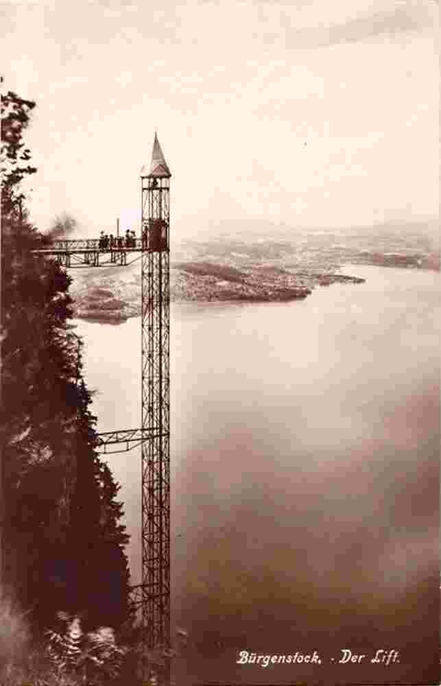 Ennetbürgen. Bürgenstock - Lift von Felsenweg der Hammetschwand, 1950