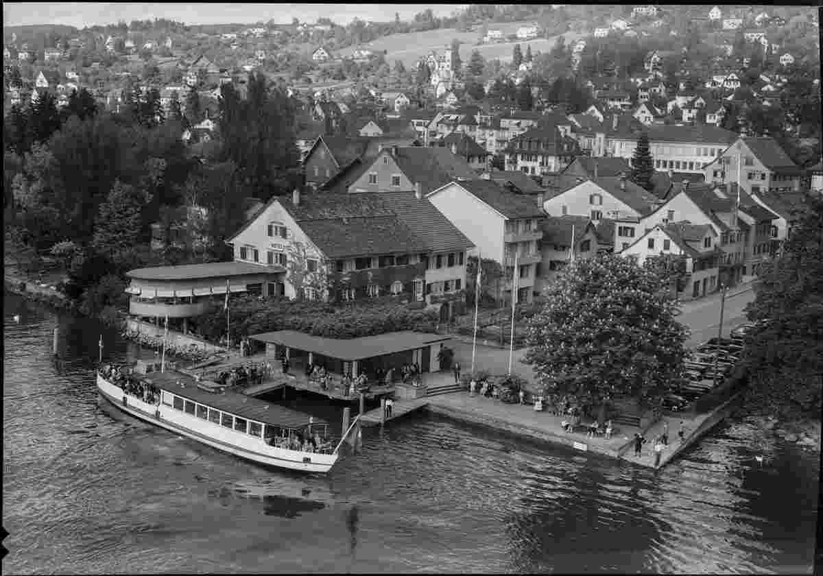 Erlenbach. Hotel Schönau, Passagierschiff, 1954