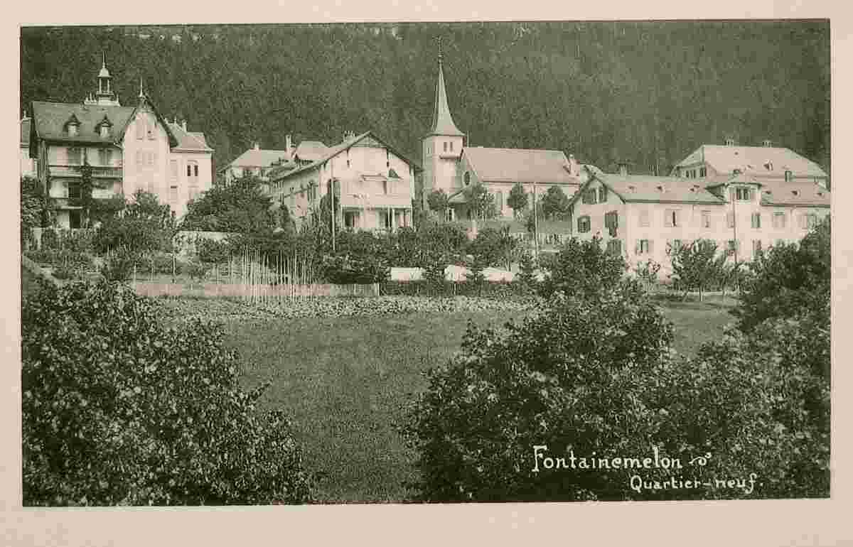 Panorama von Fontainemelon, Quartier-neuf, 1919