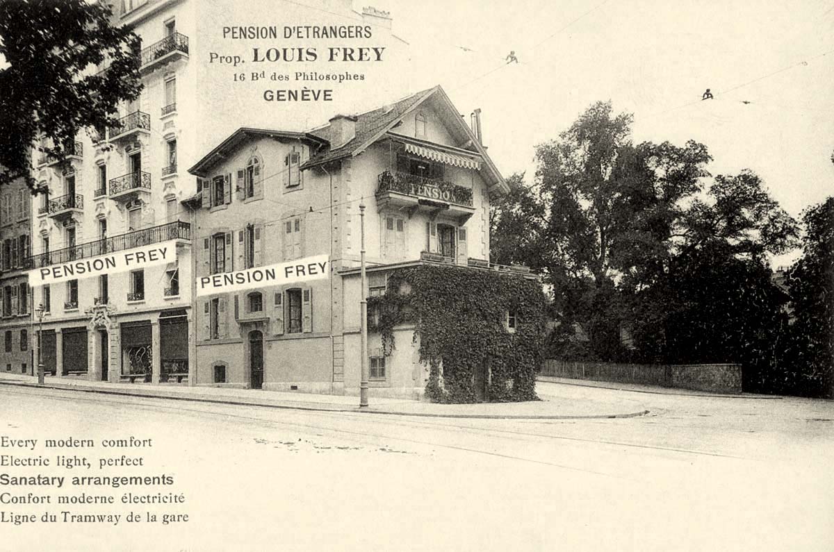 Genf (Genève). Boulevard des Philosophes, Pension Frey, 1902-1910