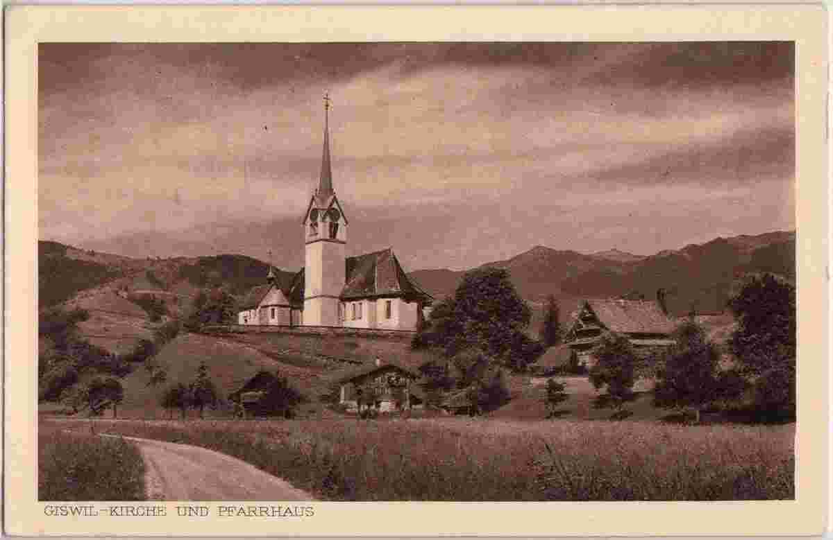 Giswil. Kirche und Pfarrhaus