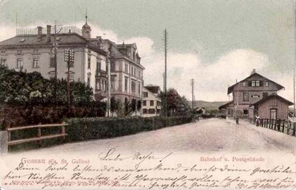 Gossau SG. Bahnhof und Postgebäude, 1903