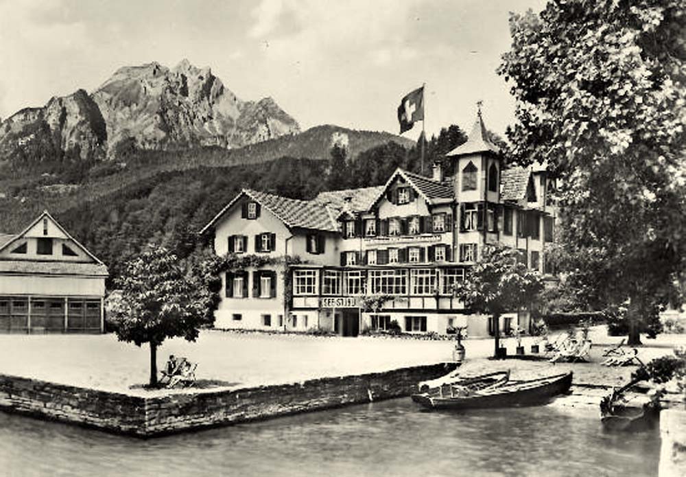Horw. Hotel 'Sternen' mit Pilatus, 1918