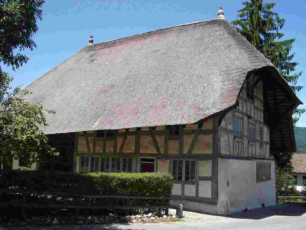 Hüttikon. Strohdachhaus, 1682 erbaut