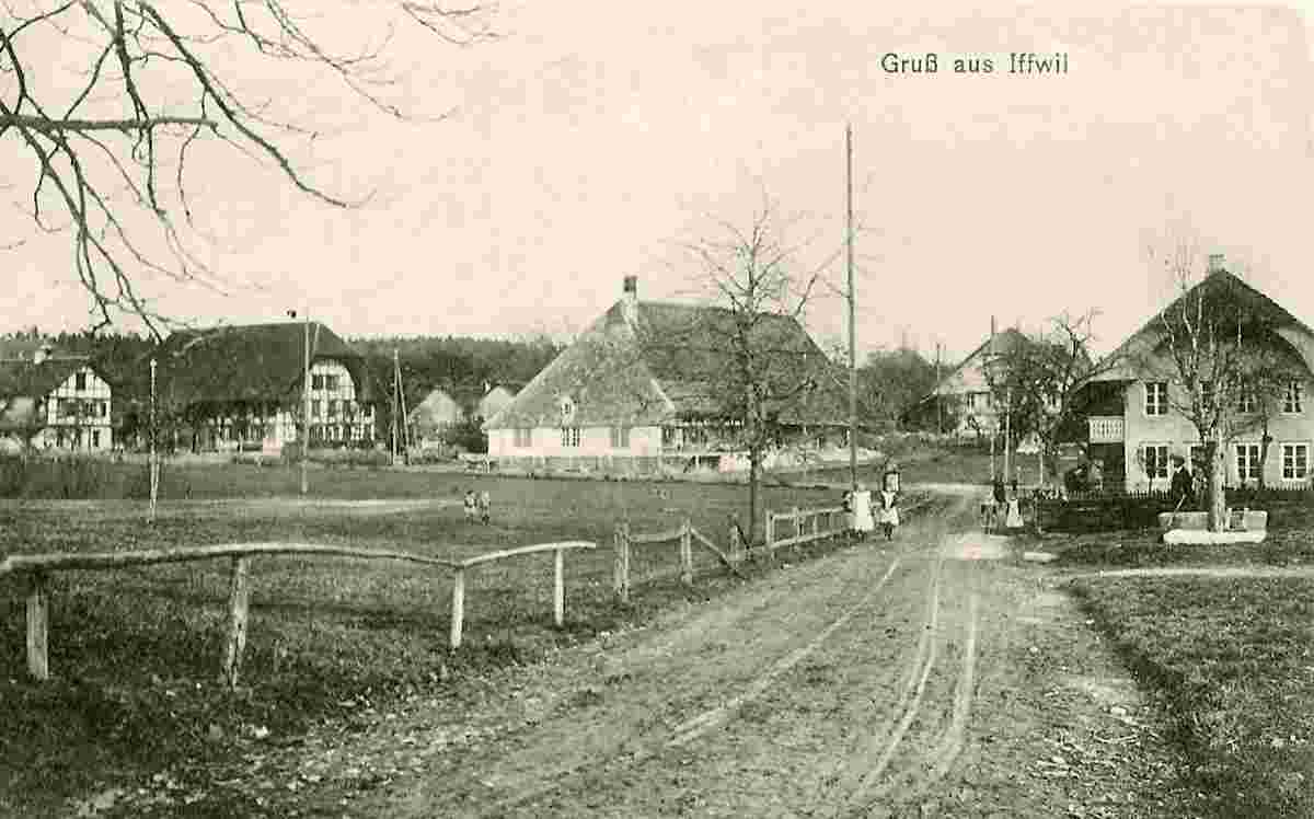 Iffwil. Quartier-Feldweg mit Kindern, um 1910