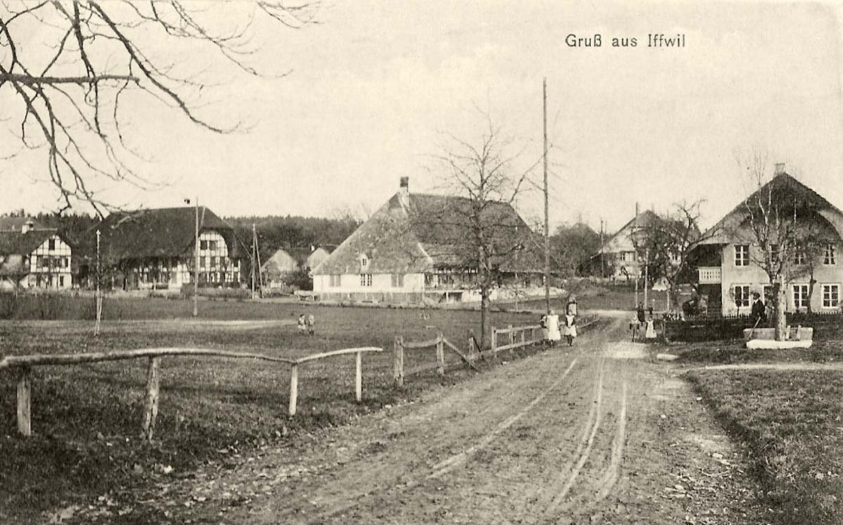 Iffwil. Quartier-Feldweg mit Kindern, um 1910