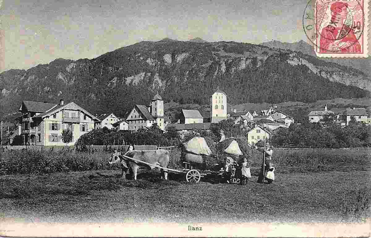 Ilanz (Glion). Panorama von Ilanz, 1910