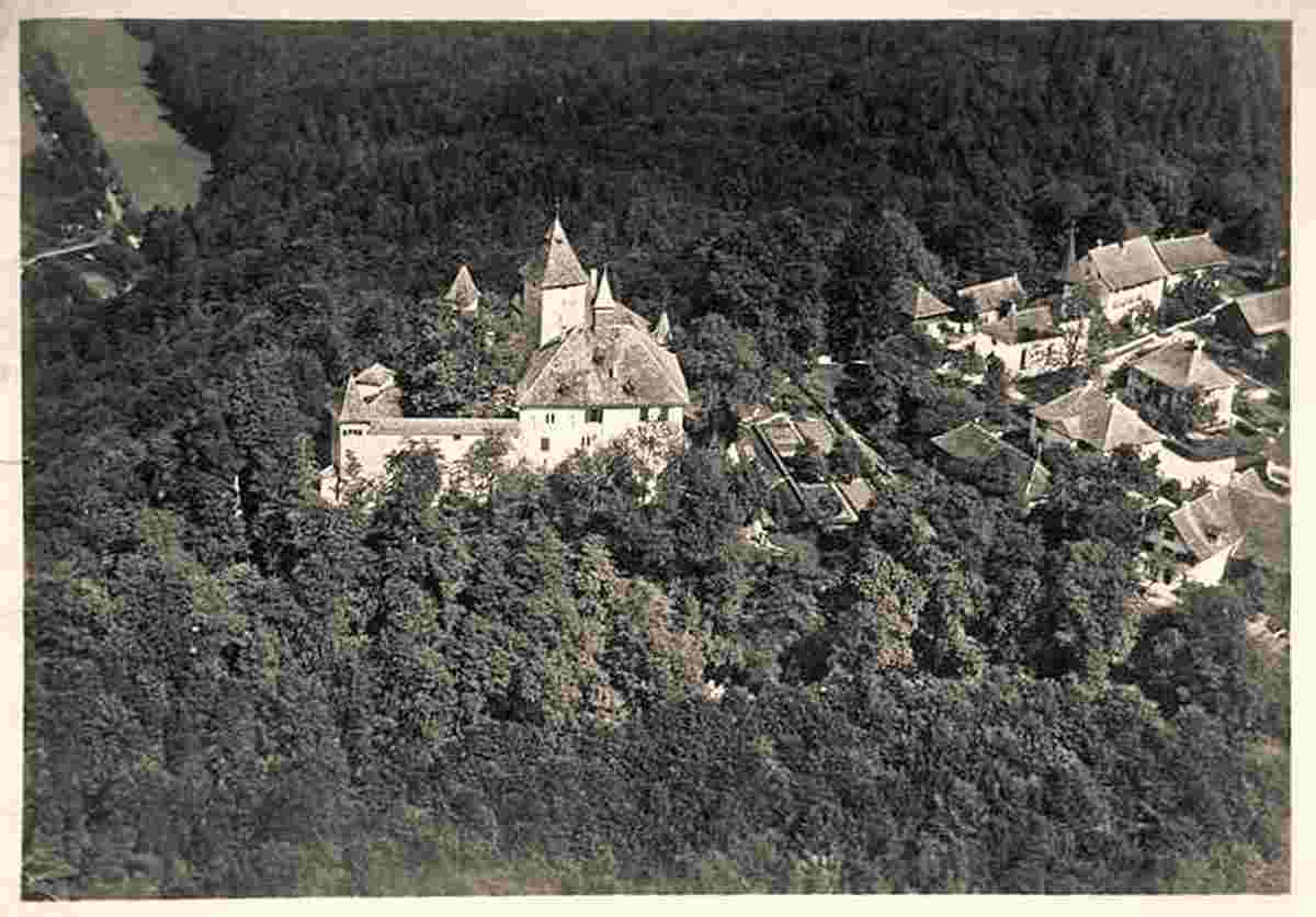 Illnau-Effretikon. Blick auf das Schloß Kyburg, 1948