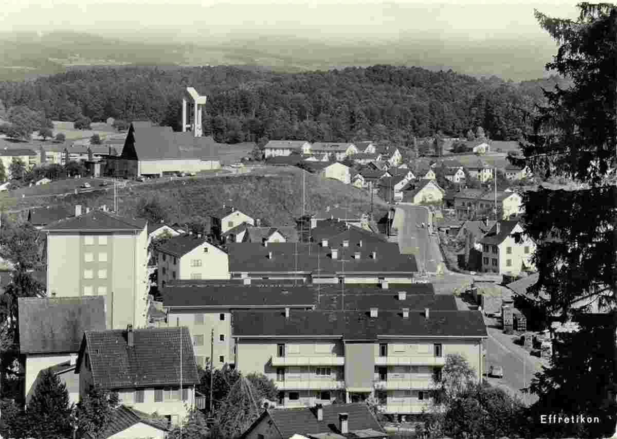 Illnau-Effretikon. Effretikon - Panorama der Stadt mit Reformierte Kirche