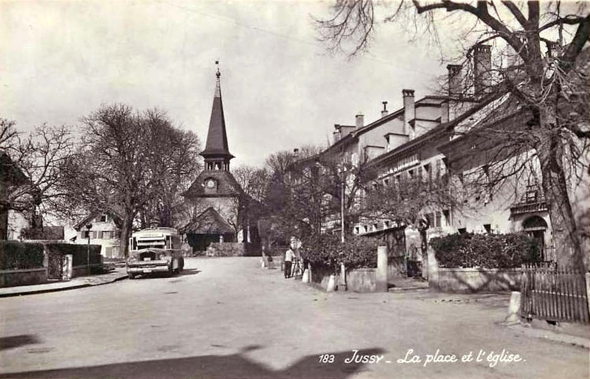 Jussy. La Place et l'Église, 1951