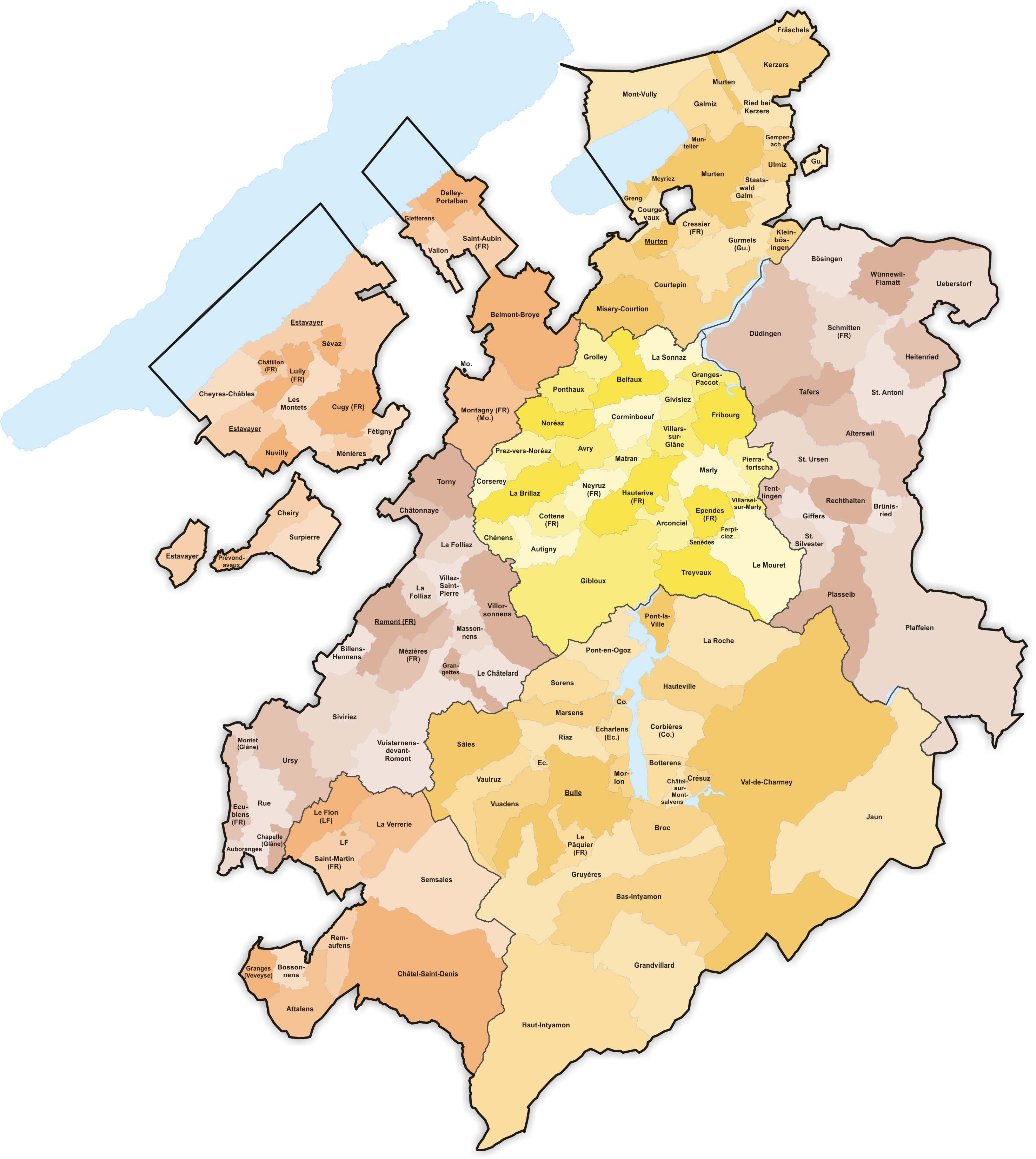 Karte des Kanton Freiburg