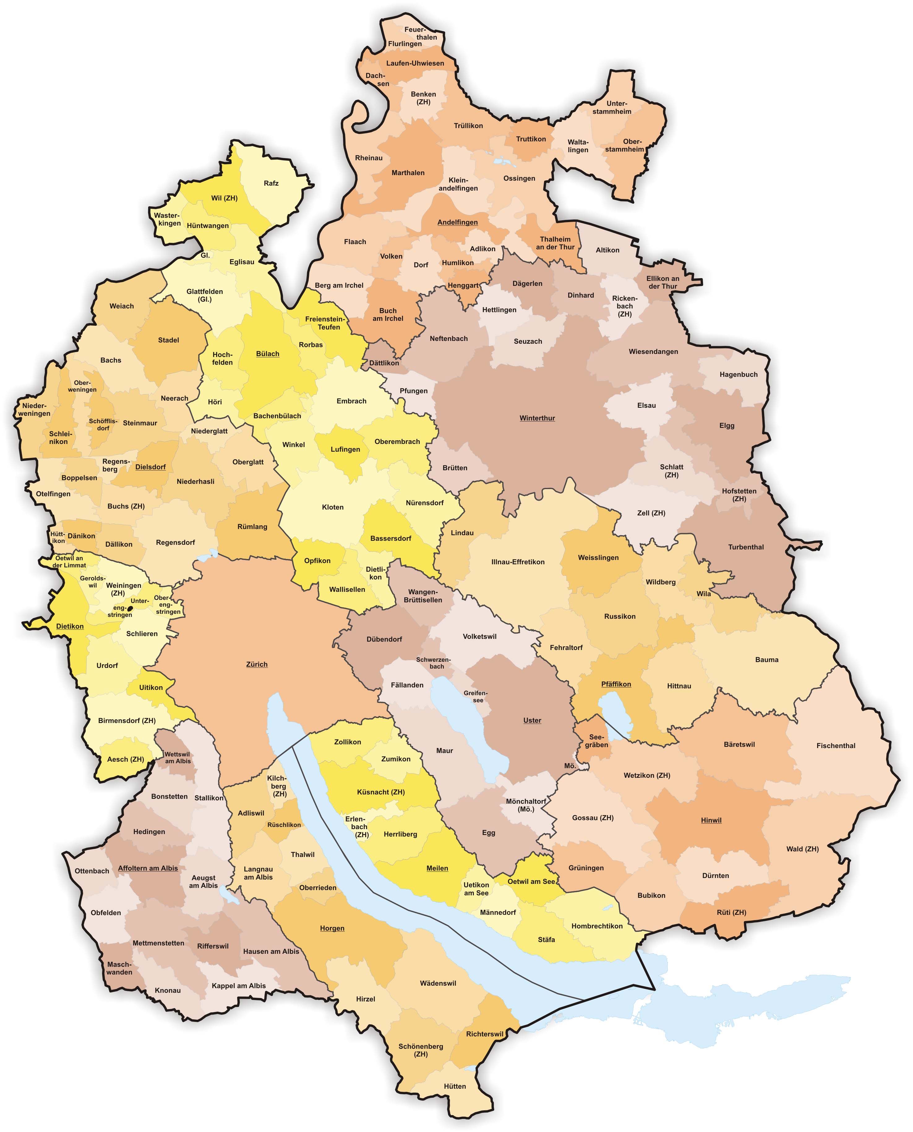 Map of the canton of Zurich