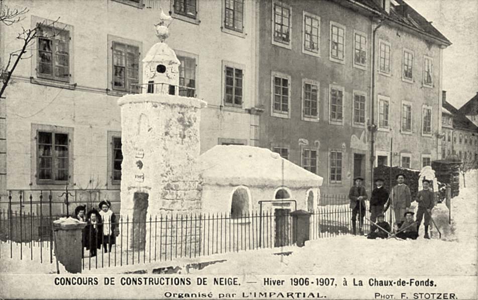 La Chaux-de-Fonds. Concours de Constructions de Neige - Hiver 1906-1907