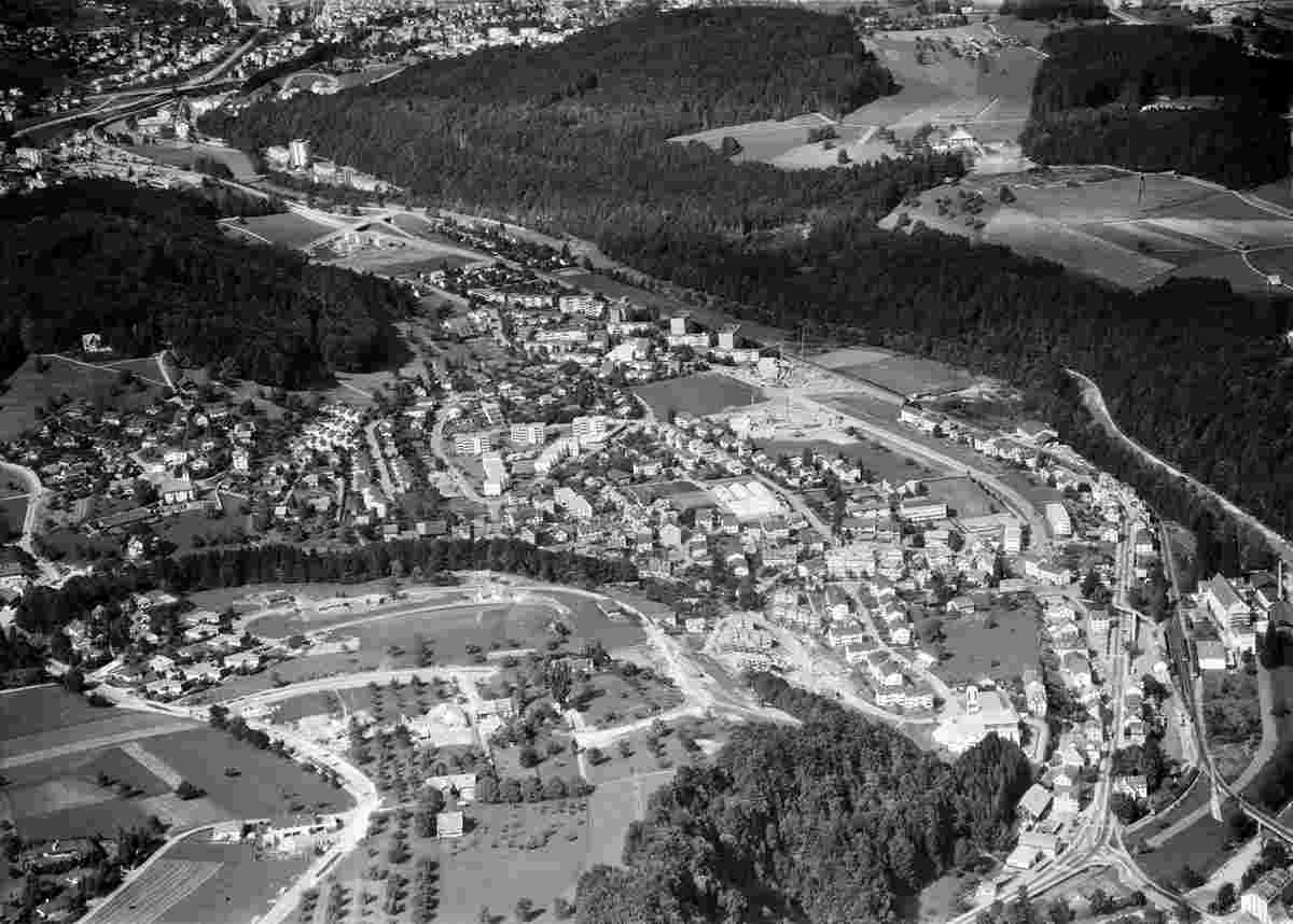 Blick auf Langnau am Albis, 1970