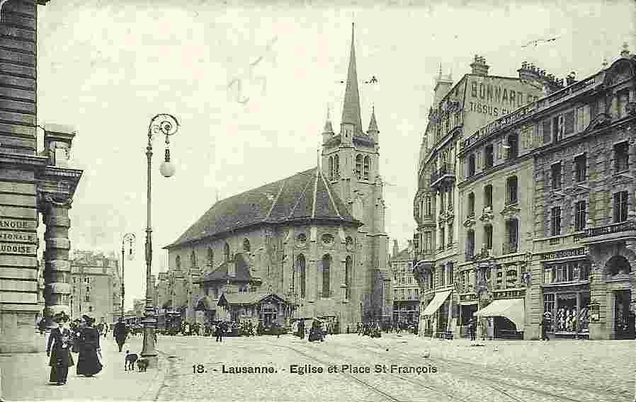 Lausanne. Eglise et place Saint-François