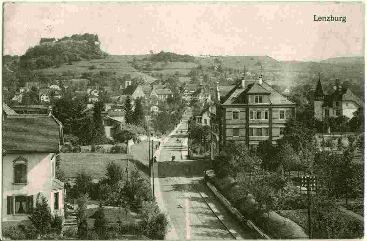 Lenzburg. Panorama von städtische straße, 1912
